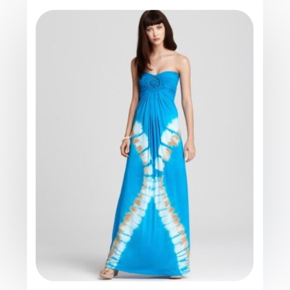 Sky coral maxi dress with embroidery at the top front - Picture 6 of 6